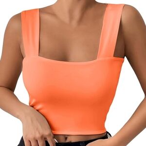 Cloth by Design Women's Orange Cropped Camisole Sleeveless Tank Top Wide Straps